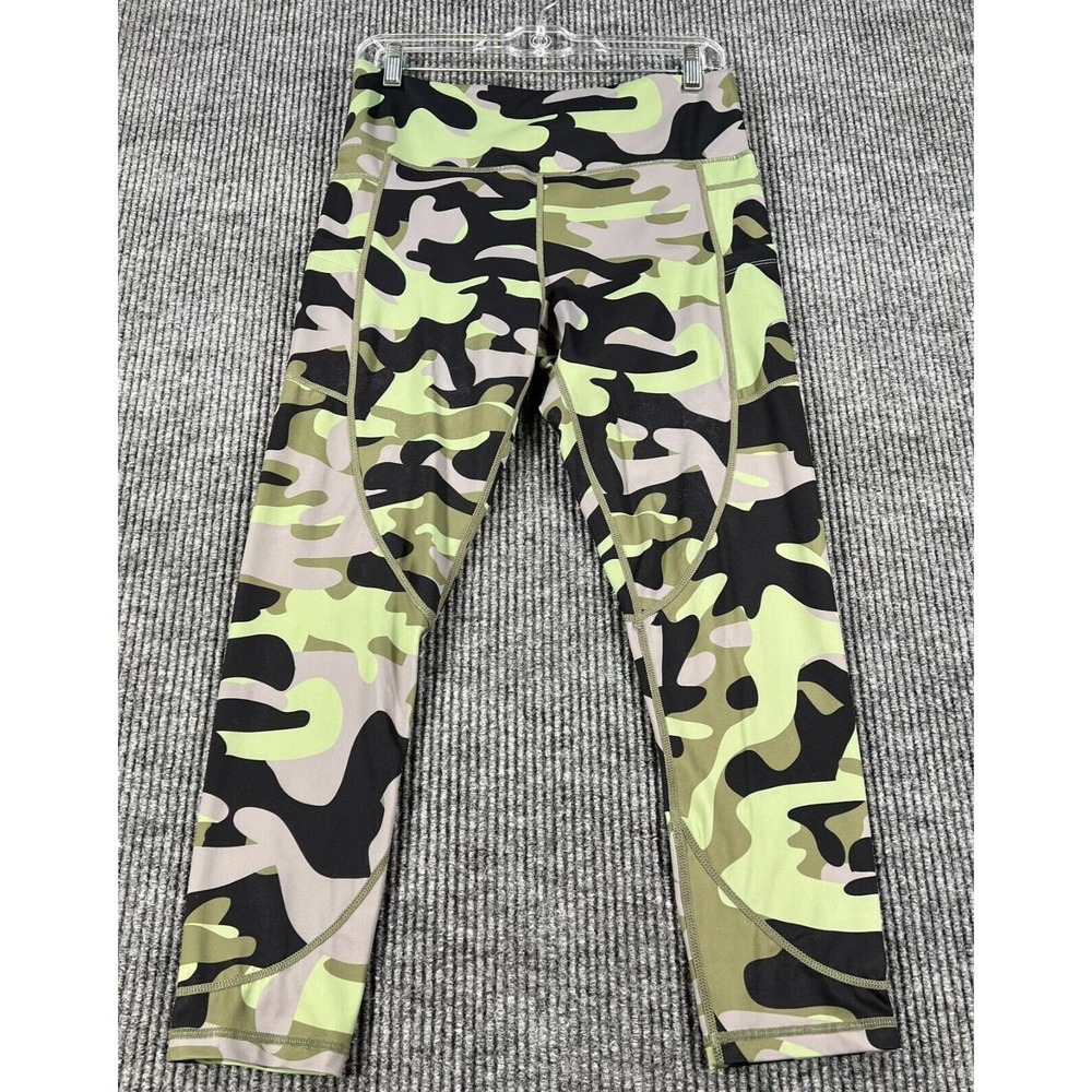 ZYIA Womens Leggings Pants Size 12 Green Camo Camouflage Activewear Gym Yoga